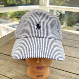 Polo Ralph Lauren Blue White Striped Logo Hat NWT